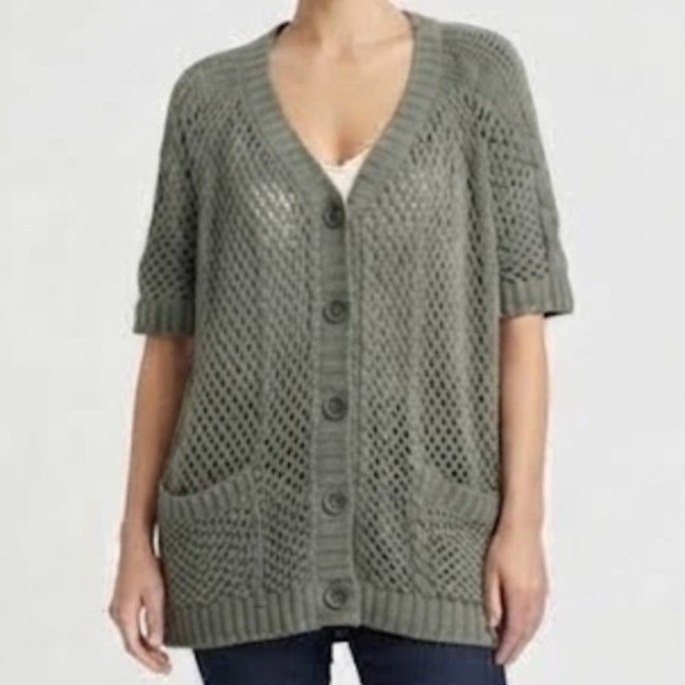 Avenue Chunky Cardigan Women's XL Gray Open Knit Boho Cottagecore Layering Cozy